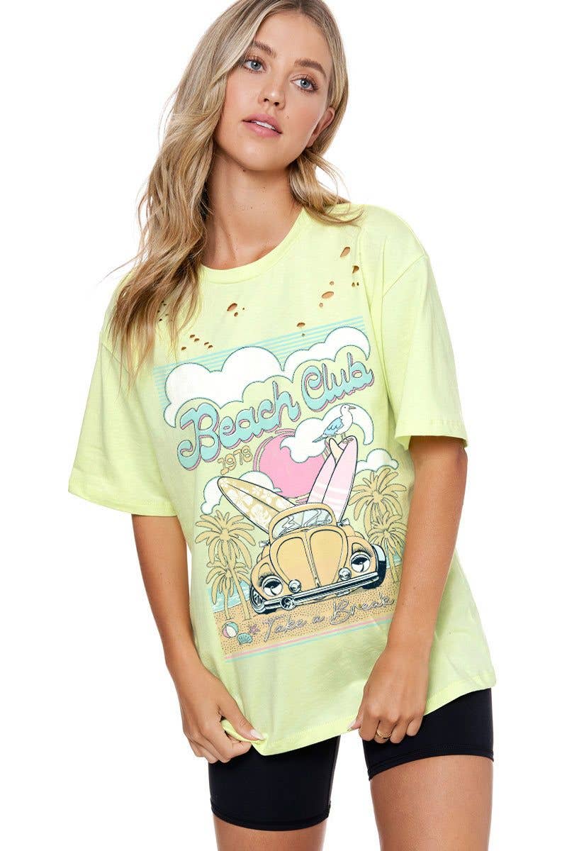 Beach Club Distressed Tee