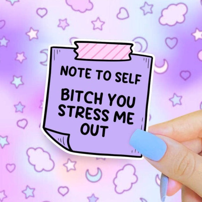 Note to Self Sticker, Bitch You Stress Me Out