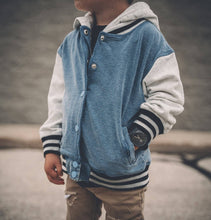 Load image into Gallery viewer, Toddler Hooded Varsity Bomber
