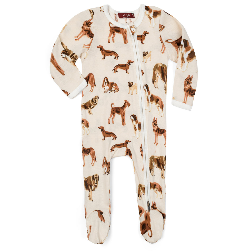 Dog Cotton Zipper Footed Romper