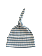 Load image into Gallery viewer, Dusty Blue Stripe Ribbed Baby Beanie
