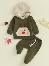 Load image into Gallery viewer, Toddler Reindeer Sweat Suit Set
