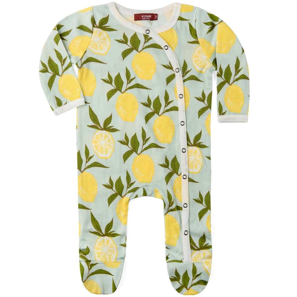 Lemon Cotton Snap Footed Romper