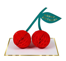 Load image into Gallery viewer, 3D Honeycomb Cherry Happy Birthday Card
