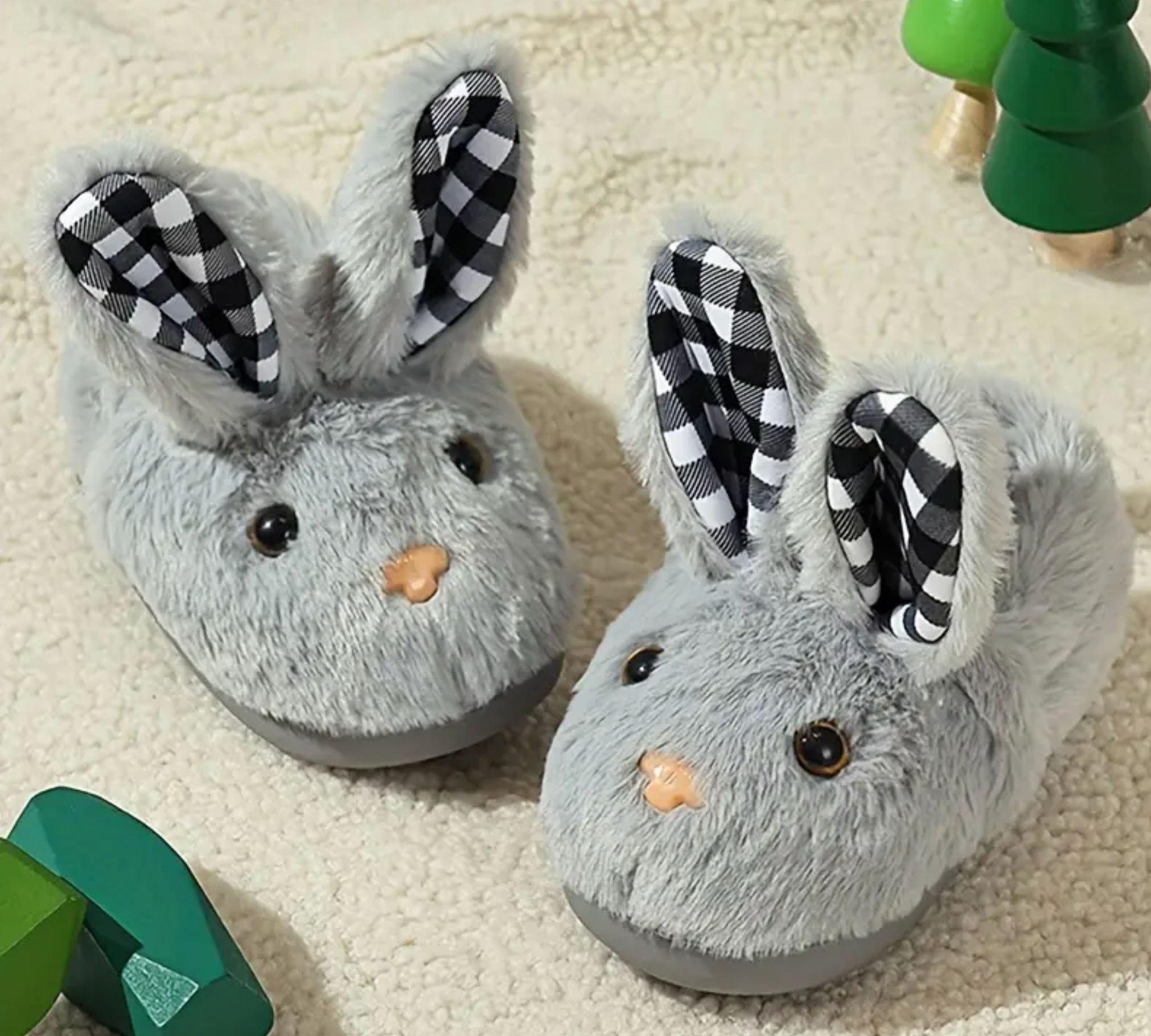 Grey rabbit slippers sales