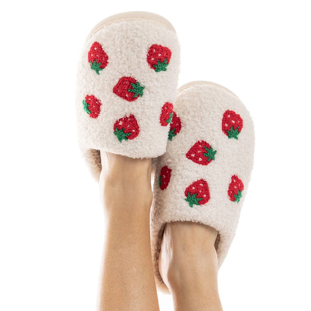 Strawberry Fuzzy Slippers