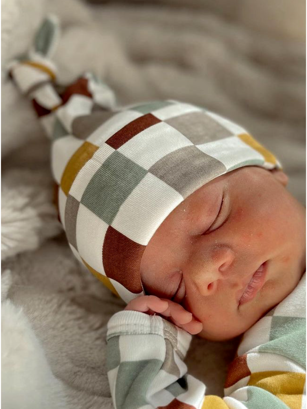 Cannoli Checkerboard Baby Beanie