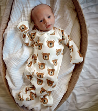 Load image into Gallery viewer, Baby Bear Kimono Knot Baby Gown
