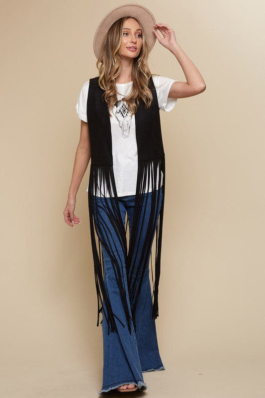 Black Fringe Vest