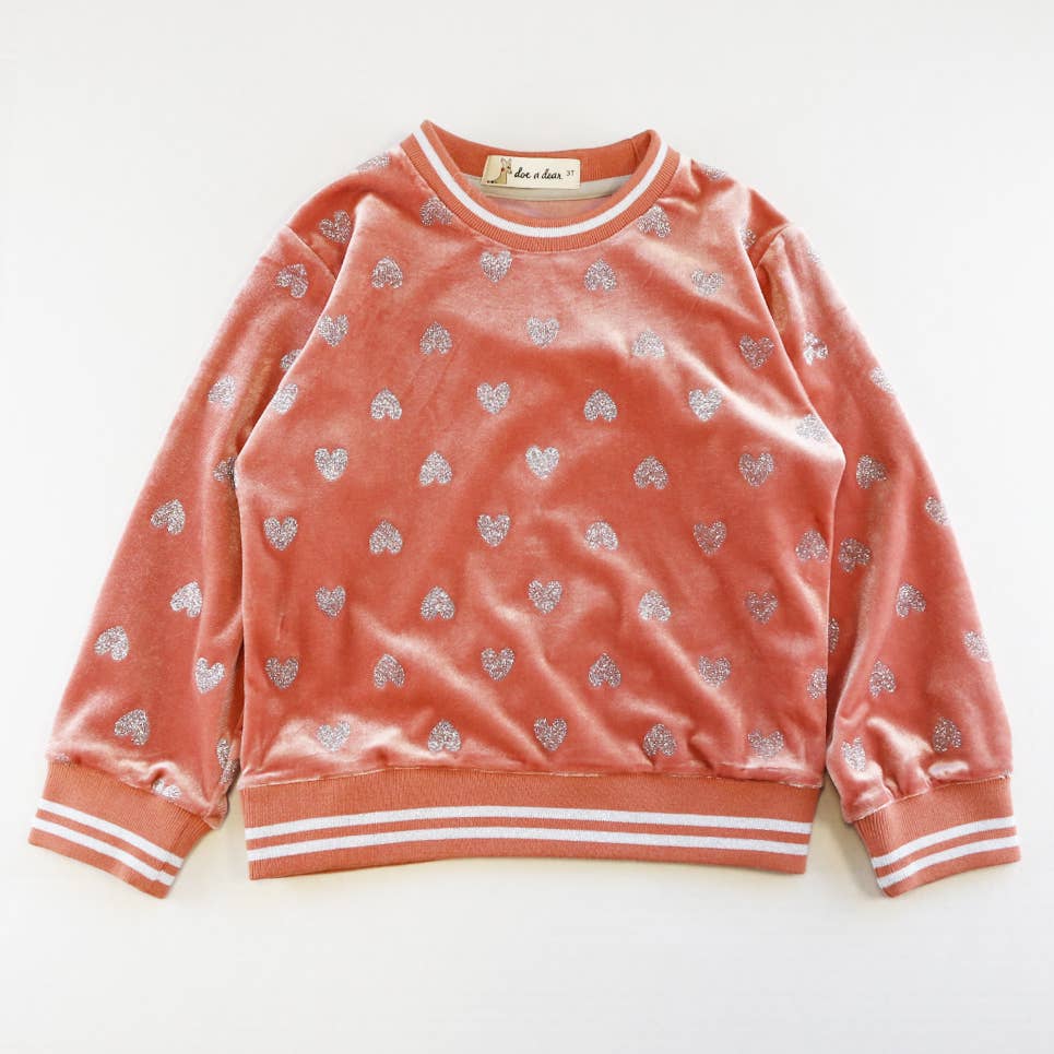 Sequin Heart Velvet Sweatshirt