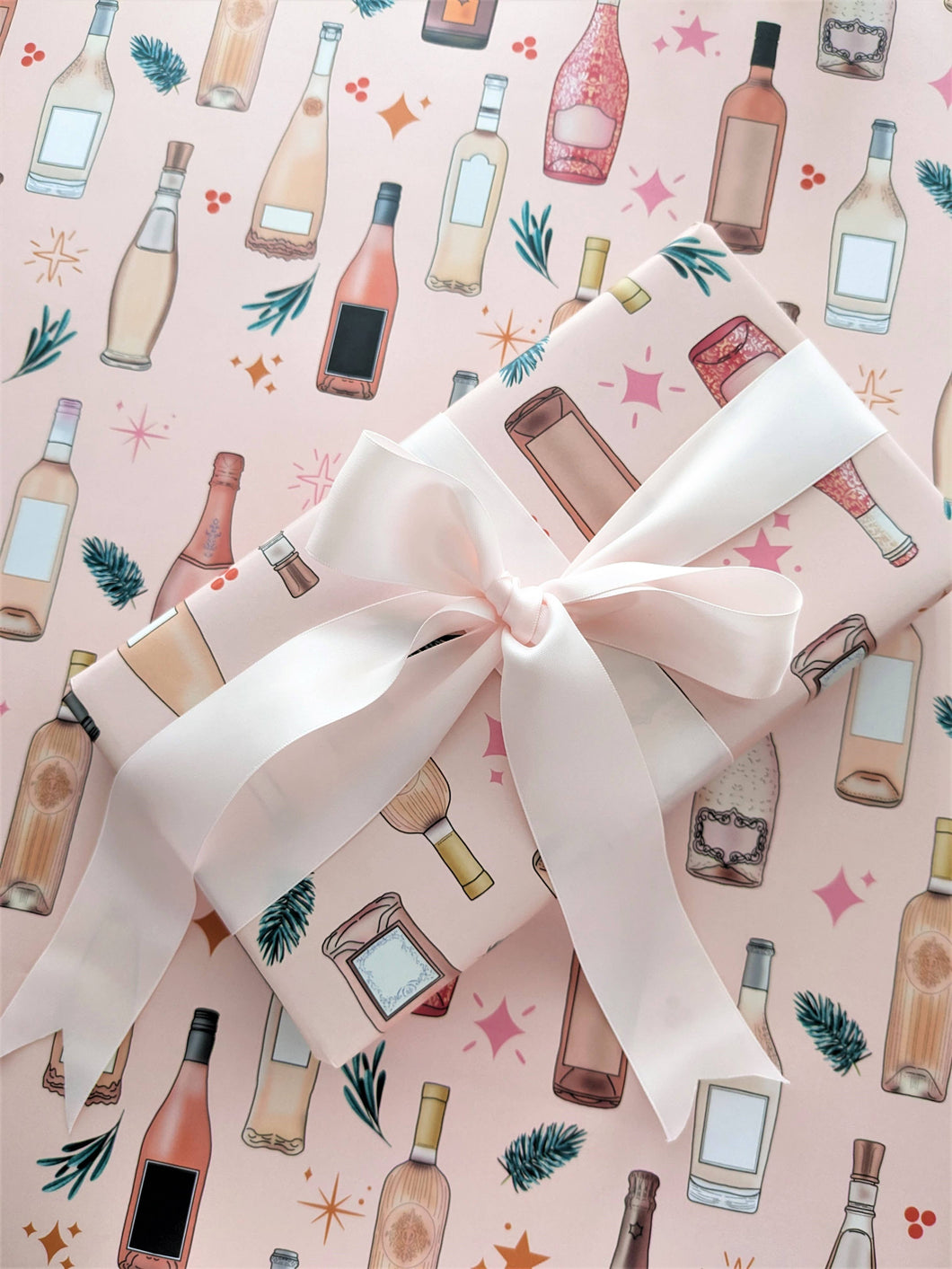 Pink Christmas Wine Gift Wrap