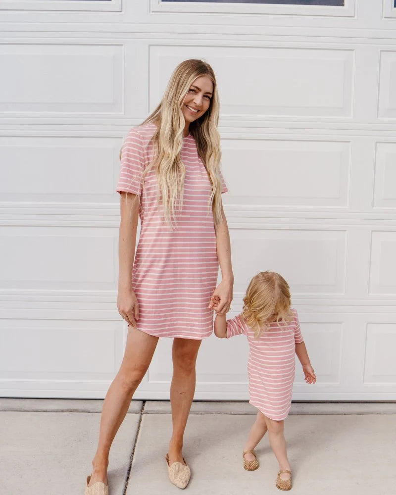 Tatum Mauve Stripe T-shirt Dress Mommy & Me